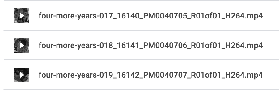 video files listed in Google Drive